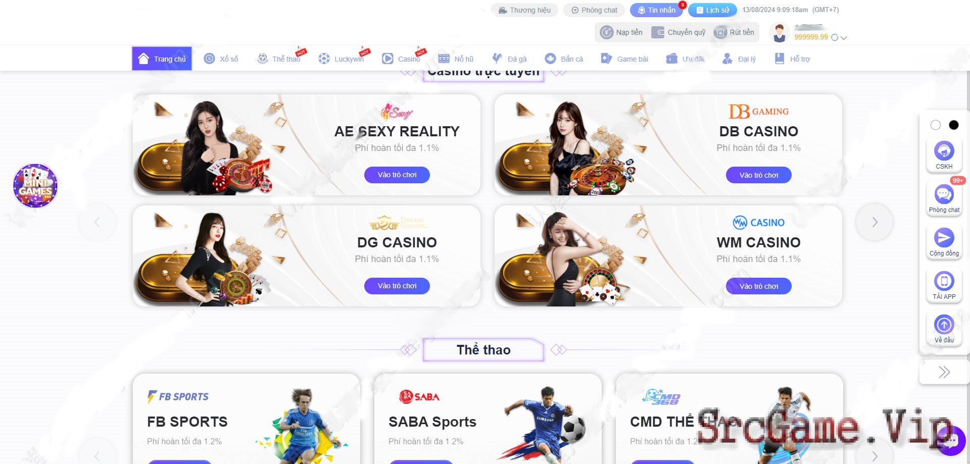 Mã nguồn cá cược Casino live , api key kết nối Phiên bản PC/H5 tiếng việt