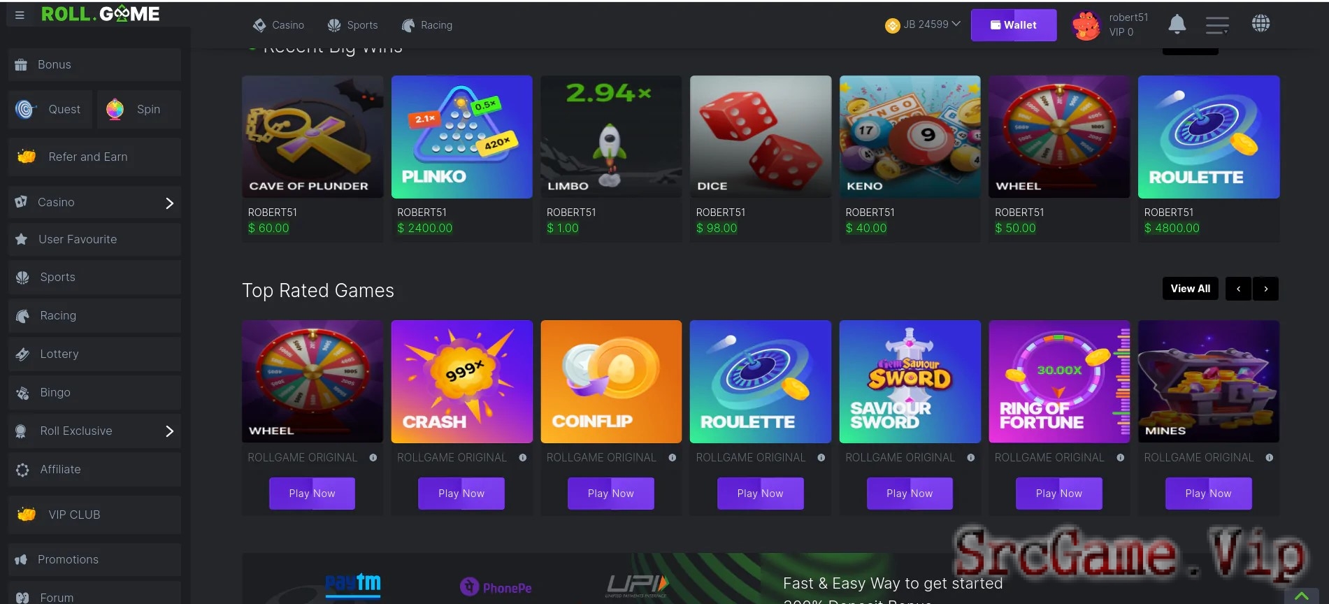 Mã nguồn Casino Live / Game slost Full Api Phiên Bản Hỗ trợ PC/H5 ROLL.GAME